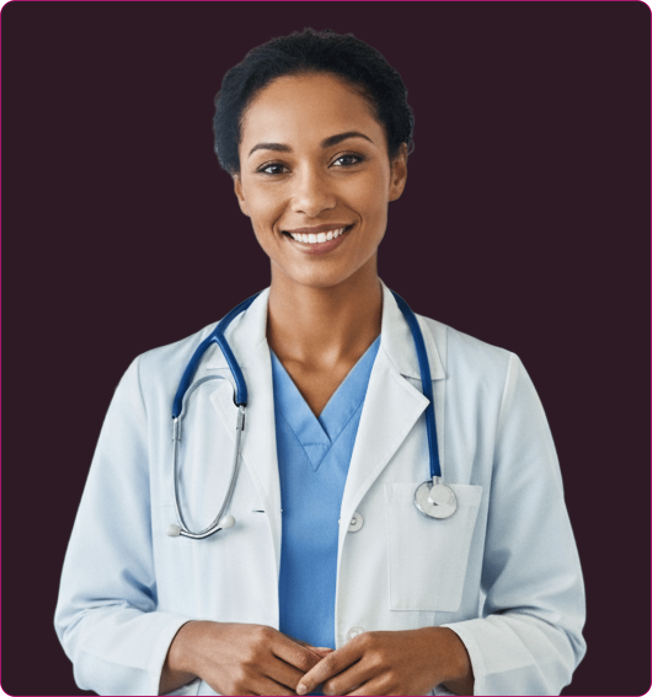 Smiling female doctor representing localized healthcare