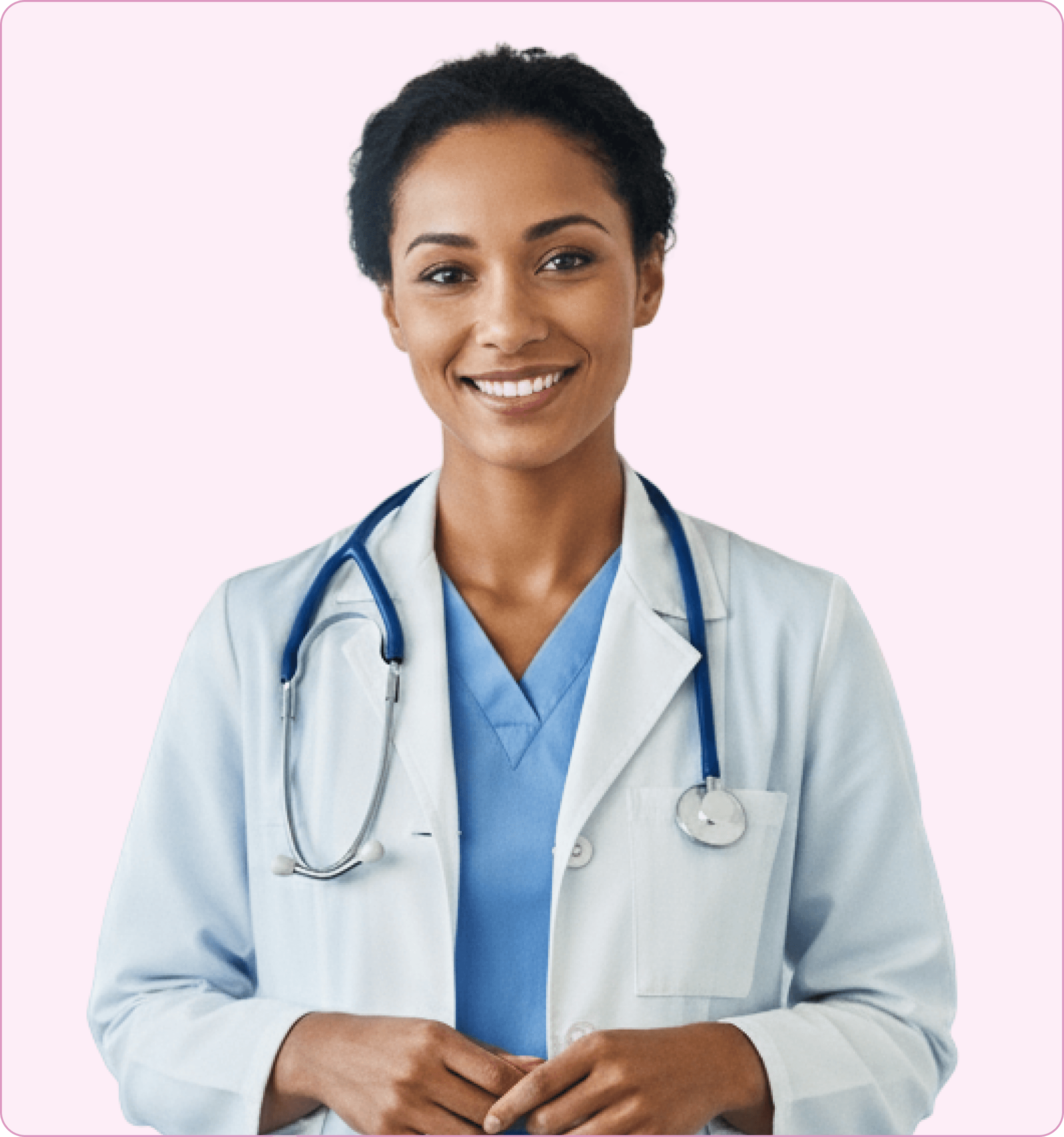 Smiling female doctor representing localized healthcare