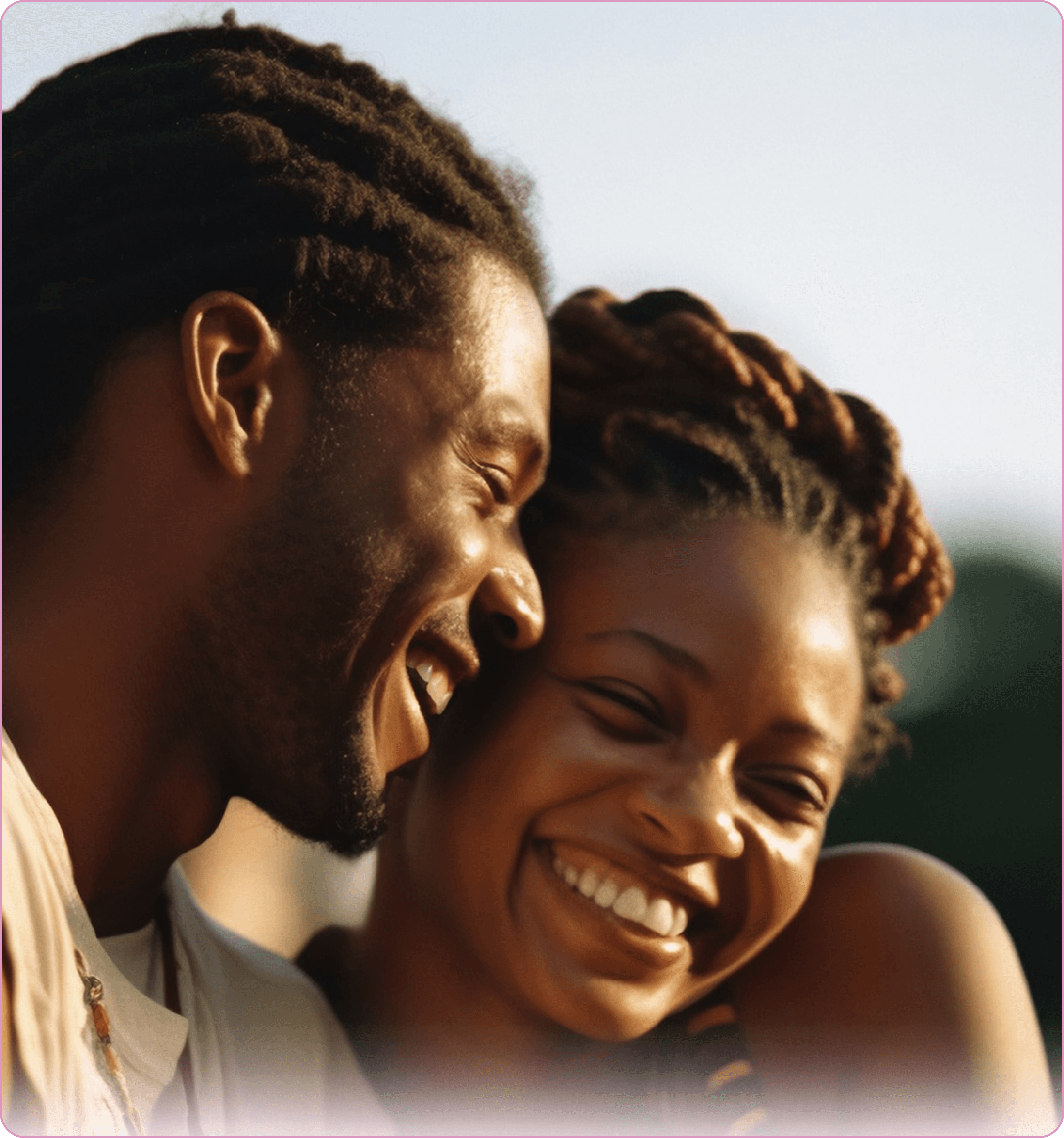Happy couple hugging and smiling outdoors